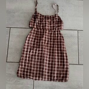pacsun brown plaid mini dress